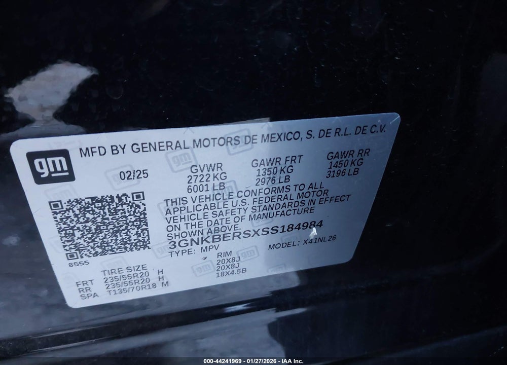 2025 CHEVROLET BLAZER FWD RS VIN: 3GNKBERSXSS184984