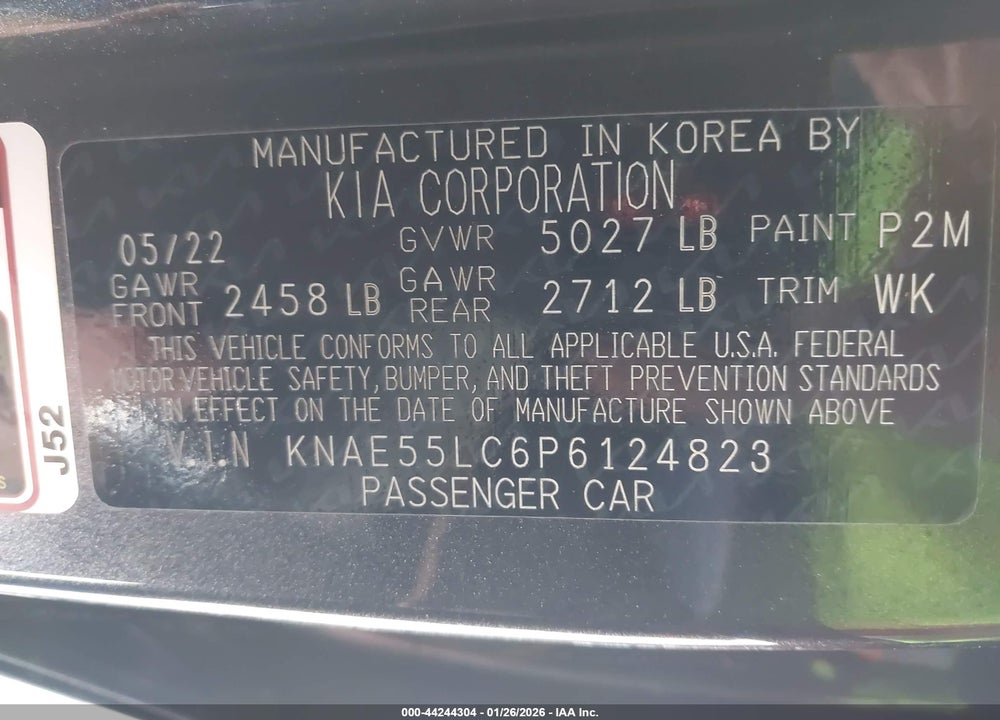 2023 KIA STINGER GT2 VIN: KNAE55LC6P6124823