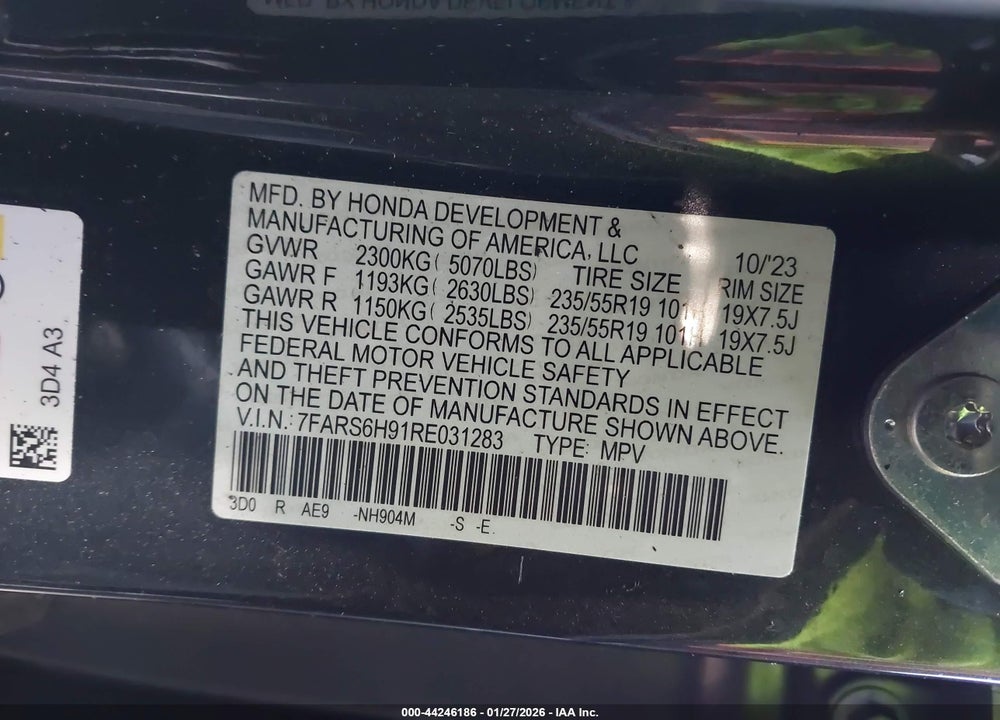 2024 HONDA CR-V HYBRID SPORT TOURING VIN: 7FARS6H91RE031283