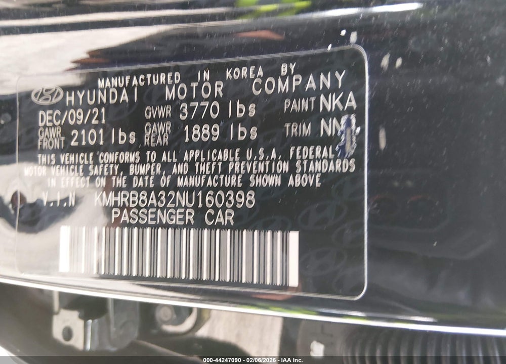 2022 HYUNDAI VENUE SE VIN: KMHRB8A32NU160398