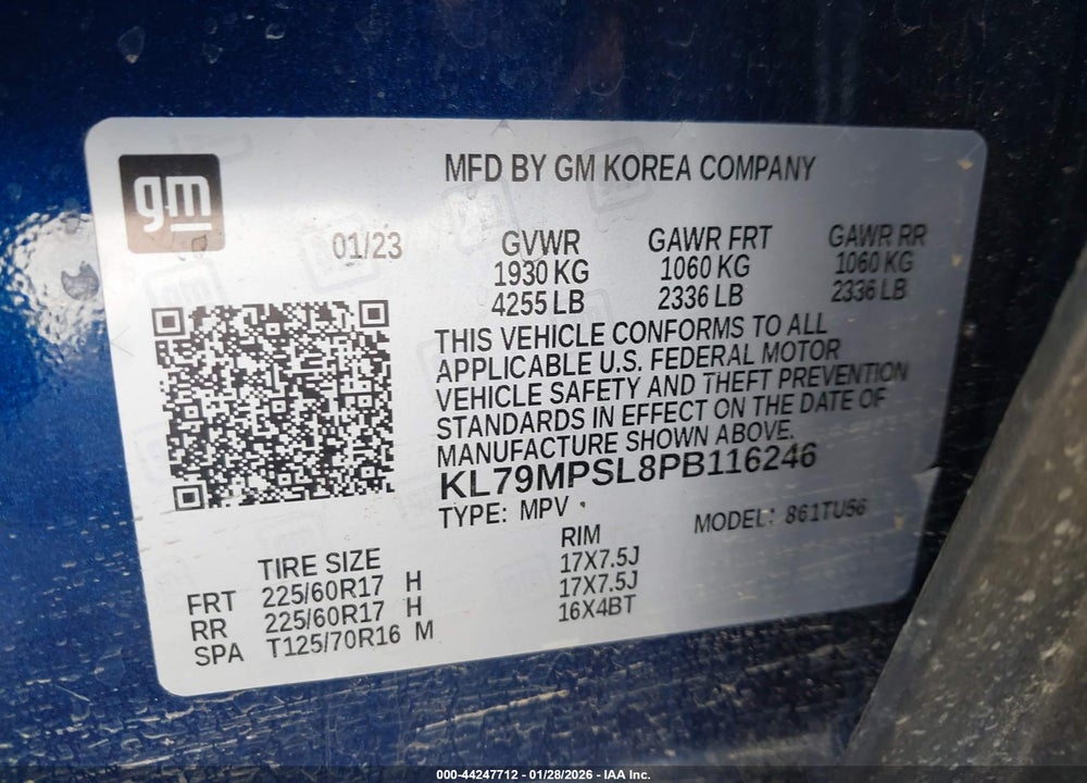2023 CHEVROLET TRAILBLAZER FWD LT VIN: KL79MPSL8PB116246