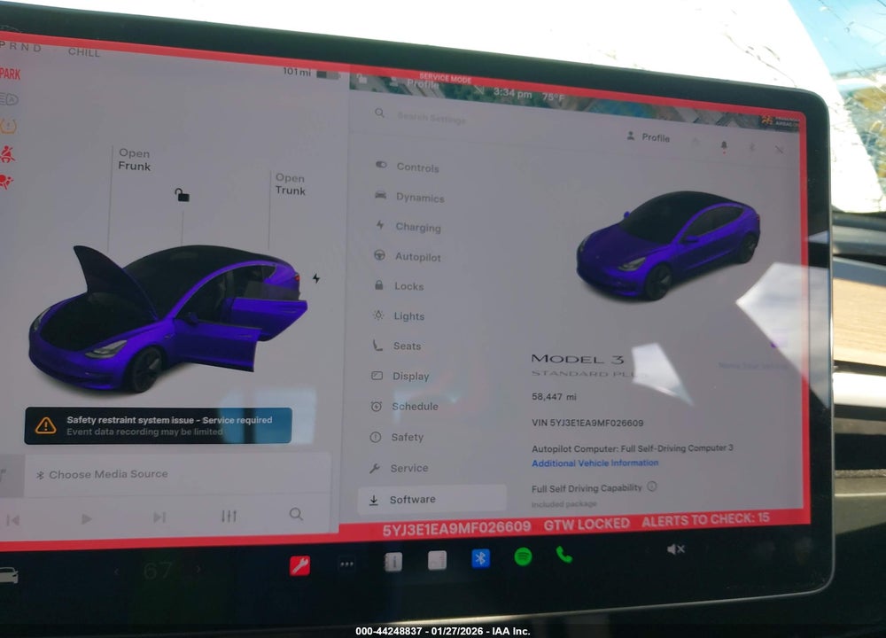 2021 TESLA MODEL 3 STANDARD RANGE PLUS REAR-WHEEL DRIVE VIN: 5YJ3E1EA9MF026609