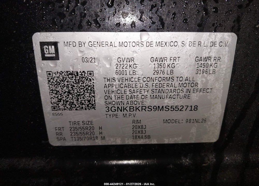 2021 CHEVROLET BLAZER AWD RS VIN: 3GNKBKRS9MS552718
