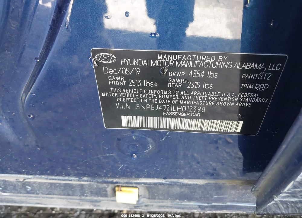 2020 HYUNDAI SONATA SEL PLUS VIN: 5NPEJ4J21LH012398