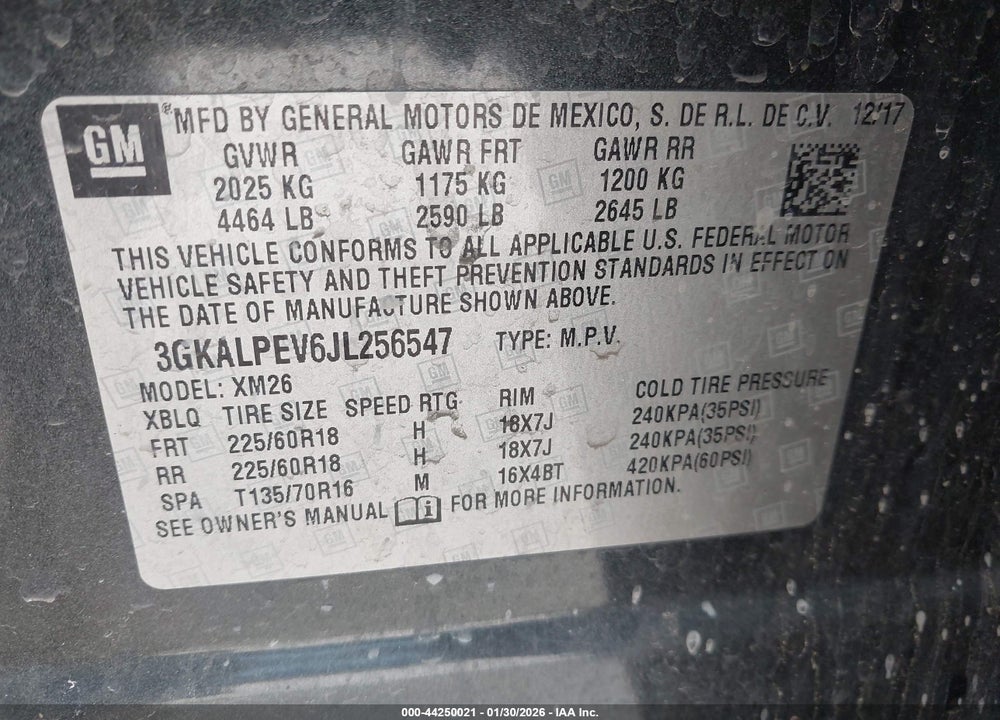 2018 GMC TERRAIN SLT VIN: 3GKALPEV6JL256547