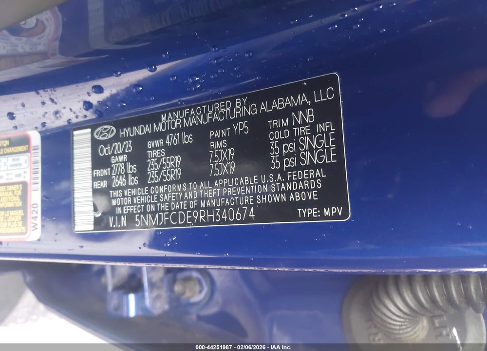 2024 HYUNDAI TUCSON SEL VIN: 5NMJFCDE9RH340674