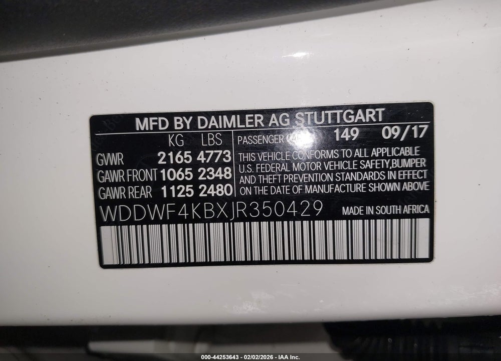 2018 MERCEDES-BENZ C 300 4MATIC VIN: WDDWF4KBXJR350429
