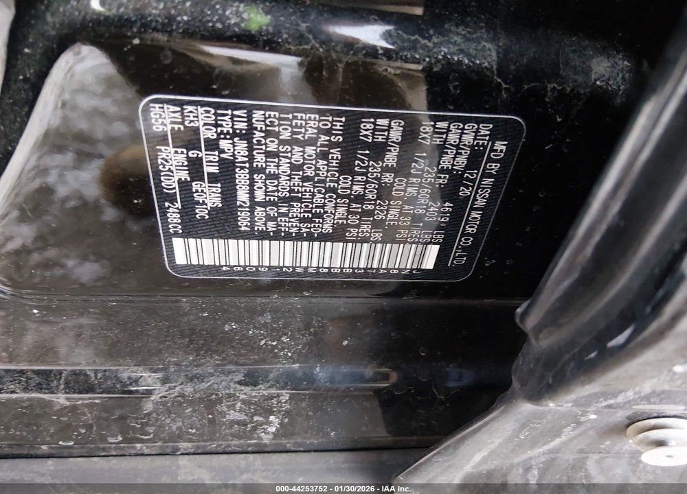 2021 NISSAN ROGUE SV INTELLIGENT AWD VIN: JN8AT3BB8MW219064