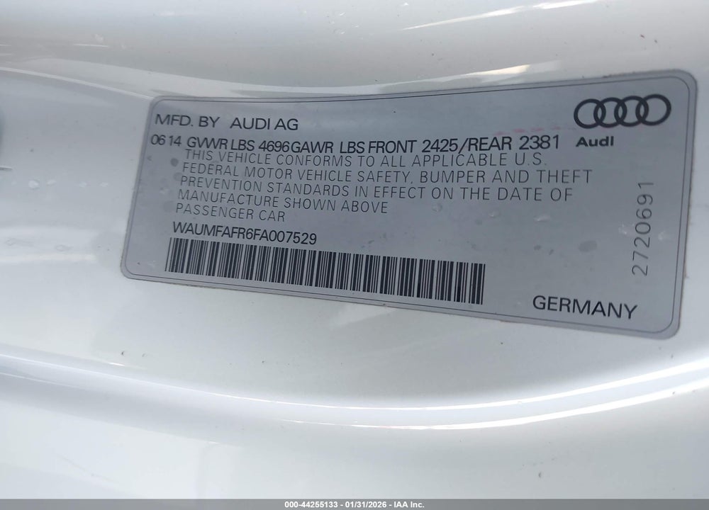2015 AUDI A5 2.0T PREMIUM VIN: WAUMFAFR6FA007529