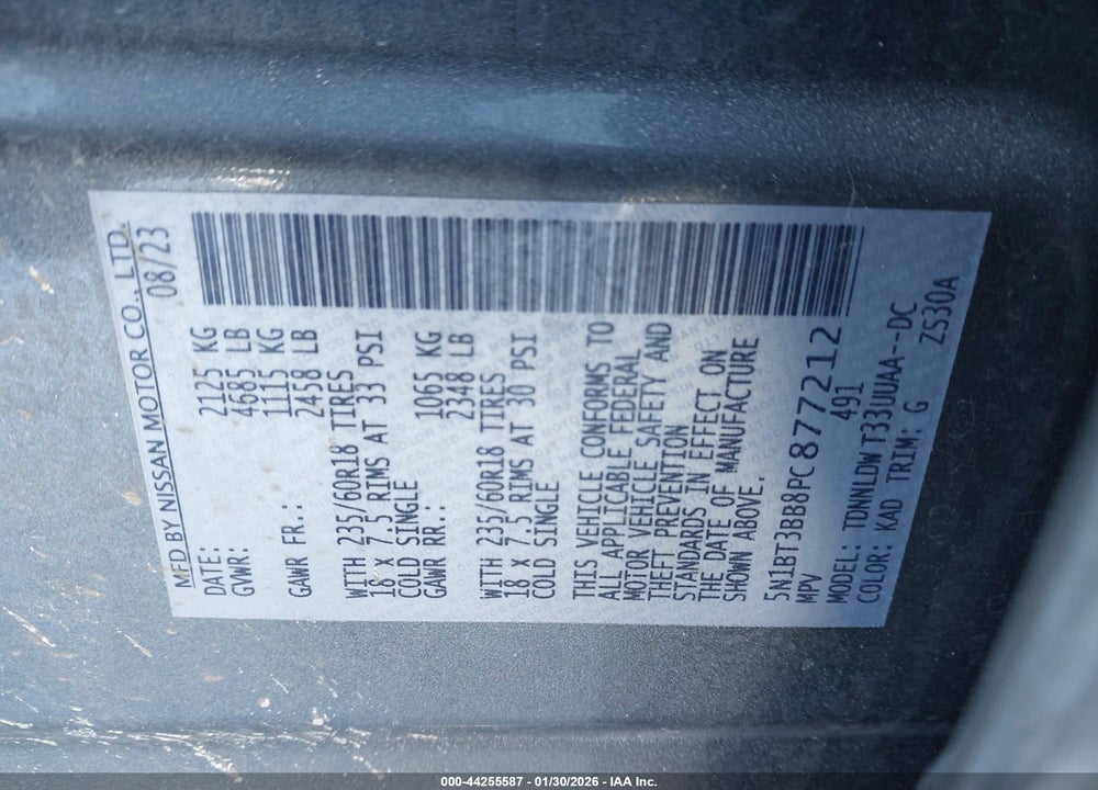 2023 NISSAN ROGUE SV INTELLIGENT AWD VIN: 5N1BT3BB8PC877212