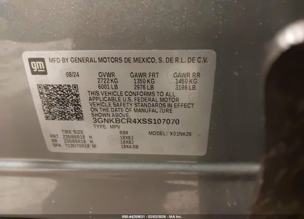 2025 CHEVROLET BLAZER FWD 2LT VIN: 3GNKBCR4XSS107070