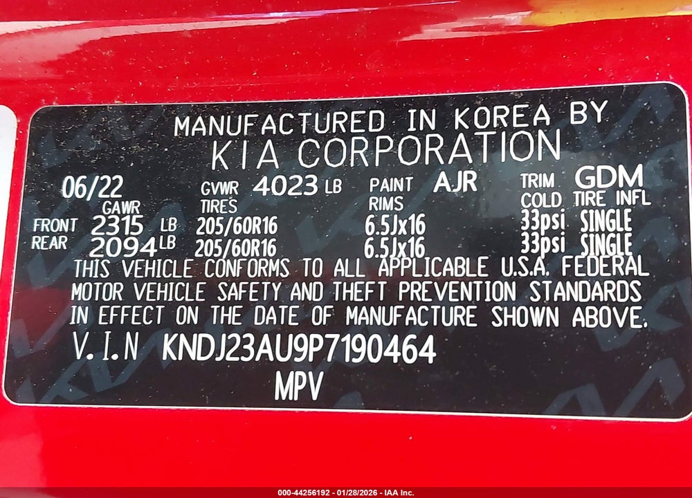 2023 KIA SOUL LX VIN: KNDJ23AU9P7190464