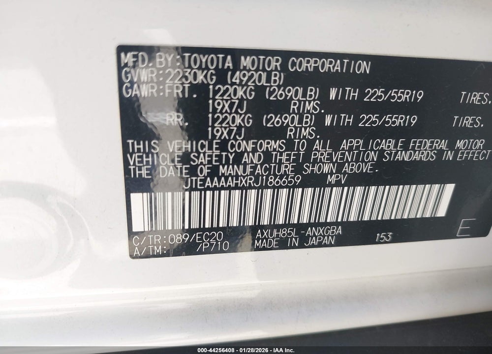 2024 TOYOTA VENZA NIGHTSHADE EDITION VIN: JTEAAAAHXRJ186659