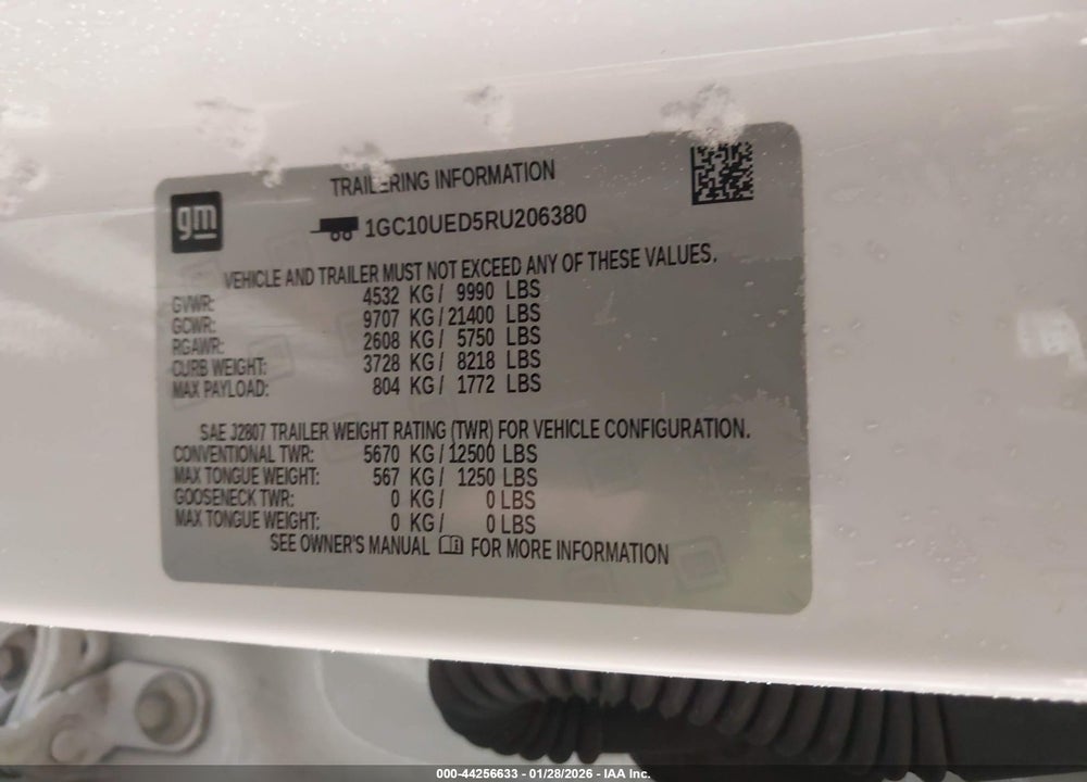 2024 CHEVROLET SILVERADO EV WORK TRUCK VIN: 1GC10UED5RU206380