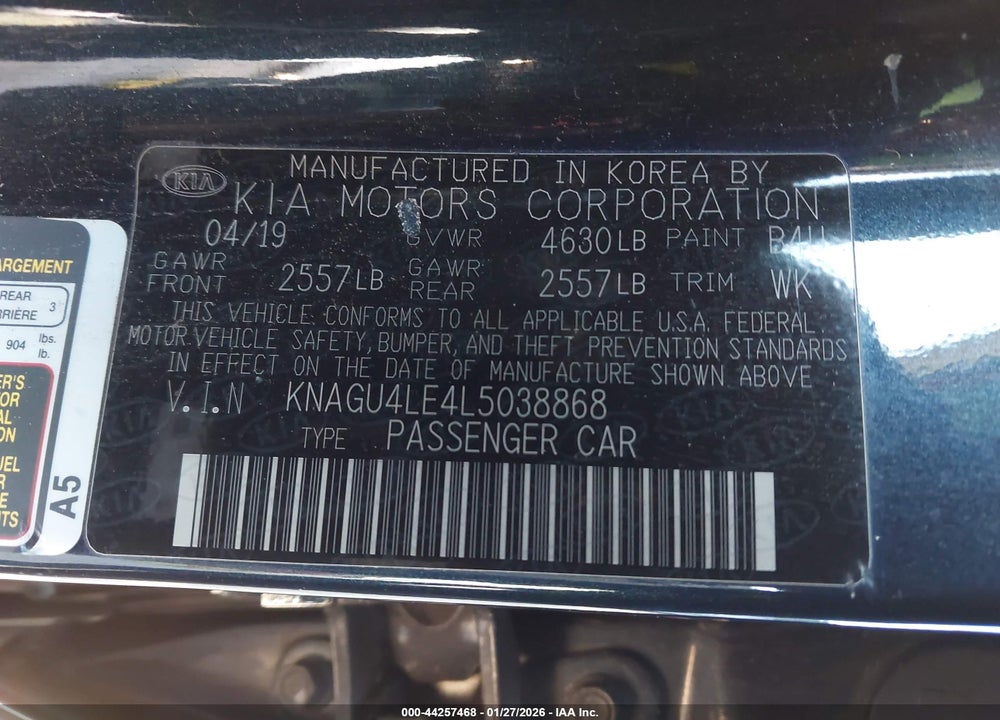 2020 KIA OPTIMA HYBRID EX VIN: KNAGU4LE4L5038868