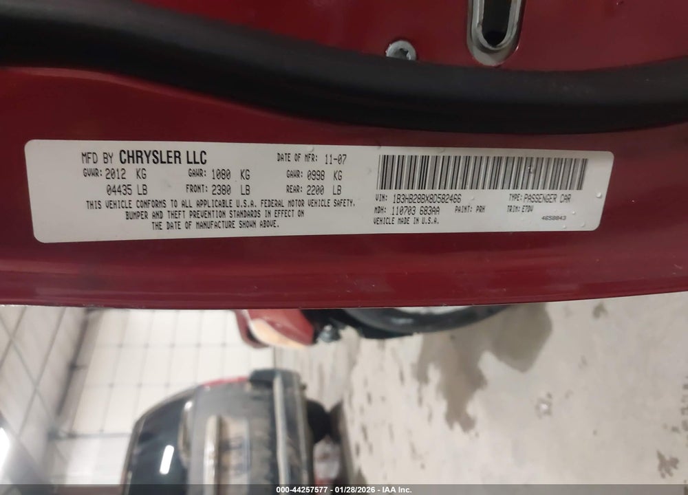 2008 DODGE CALIBER SE VIN: 1B3HB28BX8D582466