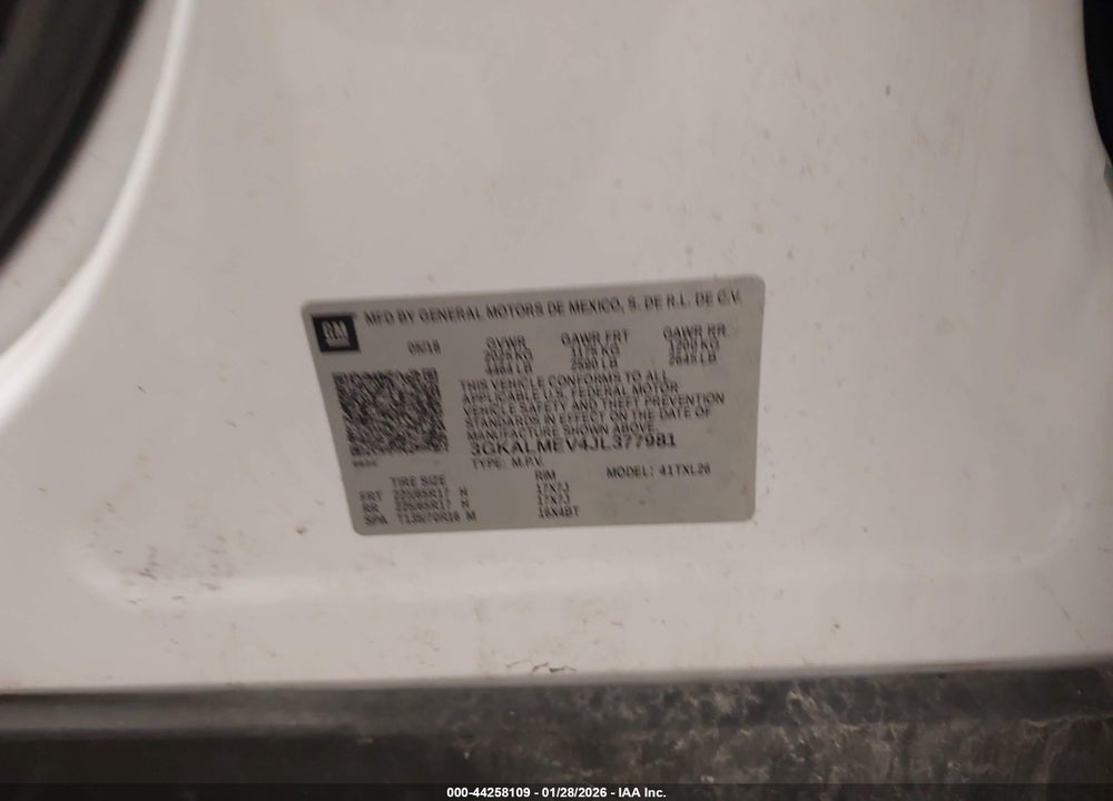 2018 GMC TERRAIN SLE VIN: 3GKALMEV4JL377981