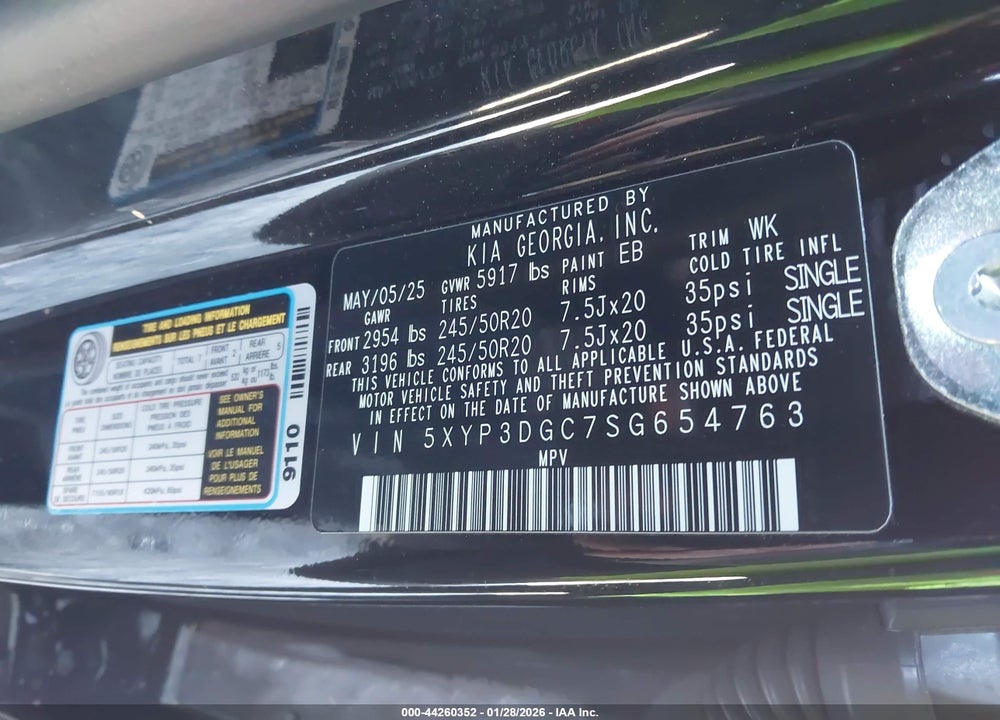 2025 KIA TELLURIDE EX X-LINE VIN: 5XYP3DGC7SG654763