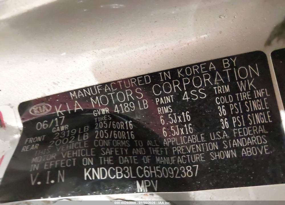 2017 KIA NIRO LX VIN: KNDCB3LC6H5092387