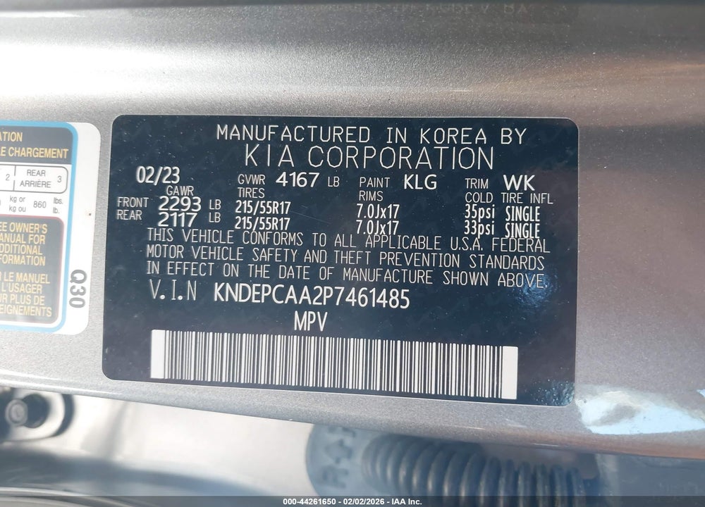 2023 KIA SELTOS LX VIN: KNDEPCAA2P7461485