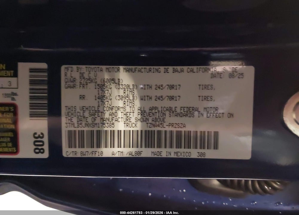 2025 TOYOTA TACOMA SR5 VIN: 3TMLB5JNXSM175385