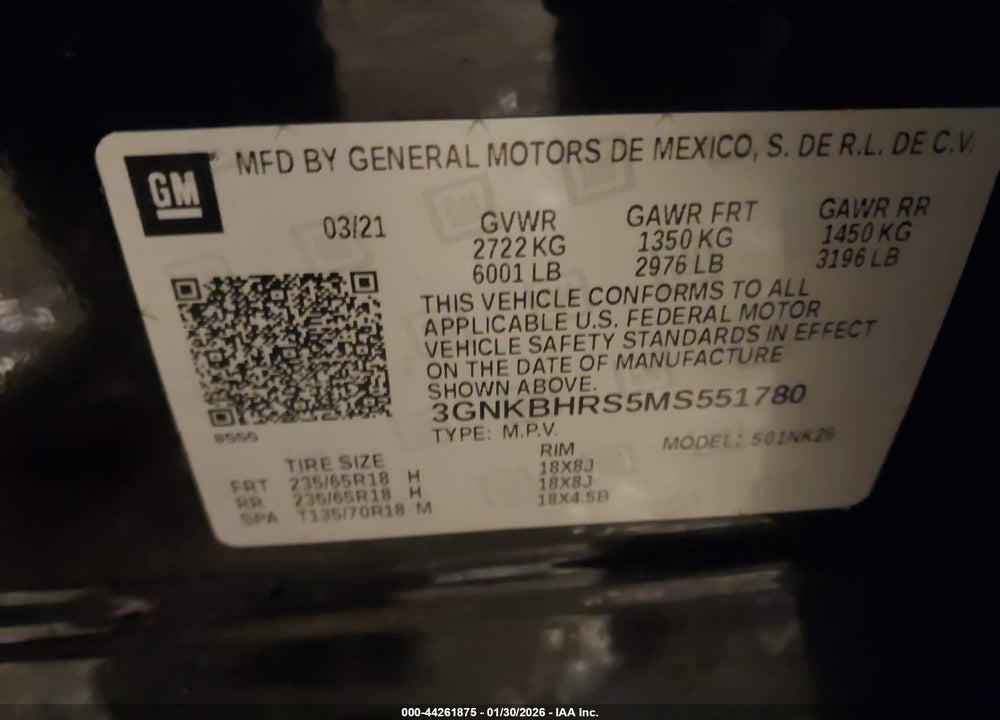 2021 CHEVROLET BLAZER AWD 2LT VIN: 3GNKBHRS5MS551780