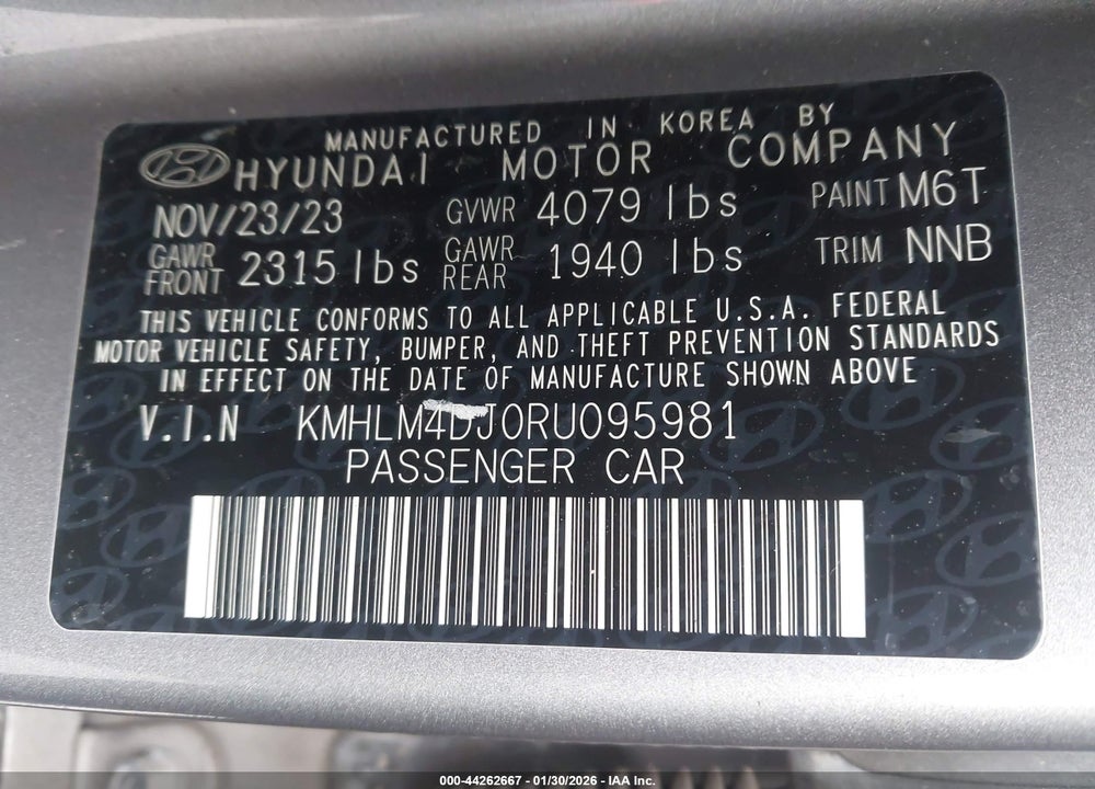 2024 HYUNDAI ELANTRA HYBRID BLUE VIN: KMHLM4DJ0RU095981