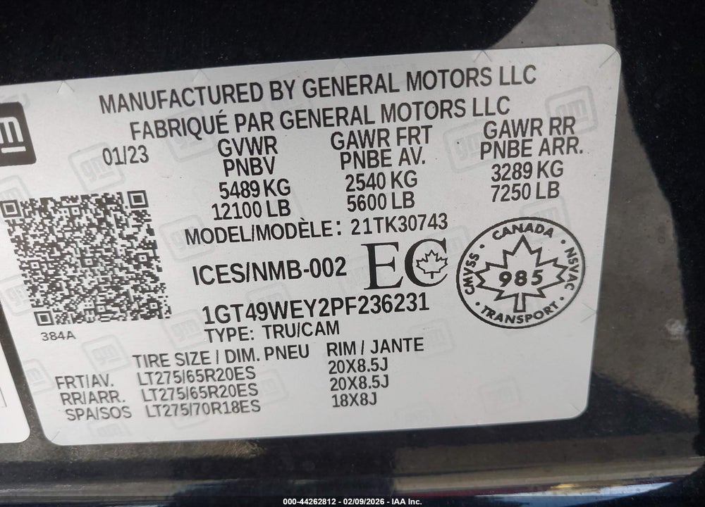 2023 GMC SIERRA 3500HD DENALI VIN: 1GT49WEY2PF236231