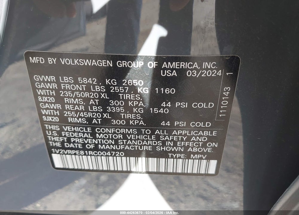2024 VOLKSWAGEN ID.4 PRO S VIN: 1V2VRPE81RC004720