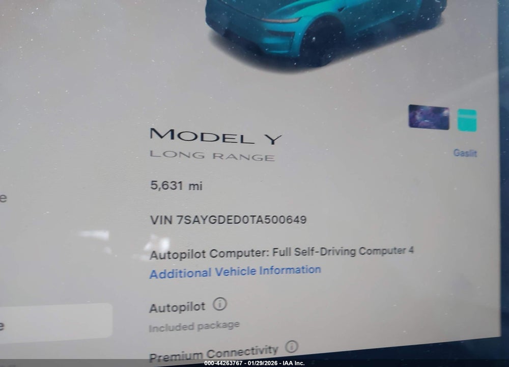 2026 TESLA MODEL Y VIN: 7SAYGDED0TA500649