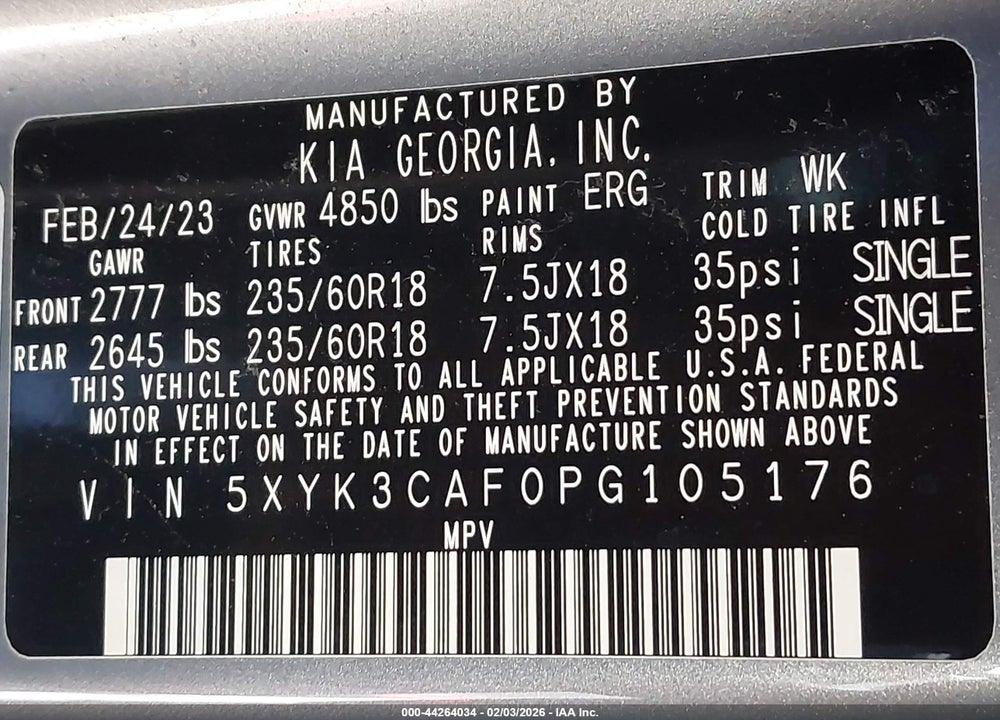 2023 KIA SPORTAGE EX VIN: 5XYK3CAF0PG105176