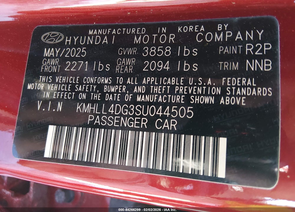 2025 HYUNDAI ELANTRA SE VIN: KMHLL4DG3SU044505