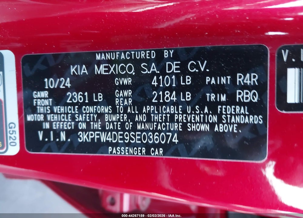 2025 KIA K4 GT-LINE VIN: 3KPFW4DE9SE036074
