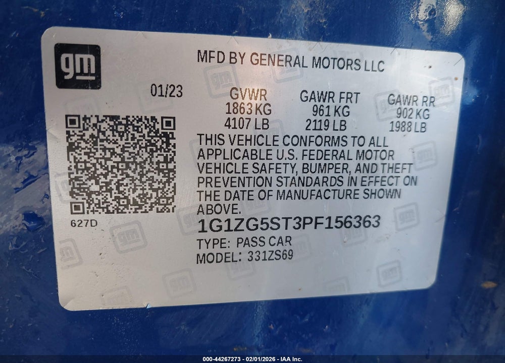 2023 CHEVROLET MALIBU FWD RS VIN: 1G1ZG5ST3PF156363