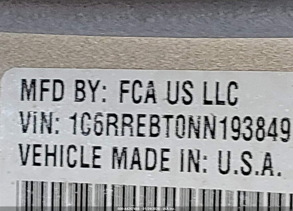 2022 RAM 1500 LONE STAR  4X2 6'4 BOX VIN: 1C6RREBT0NN193849