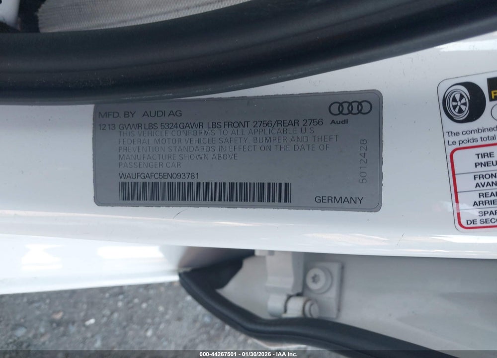 2014 AUDI A6 3.0T PREMIUM PLUS VIN: WAUFGAFC5EN093781