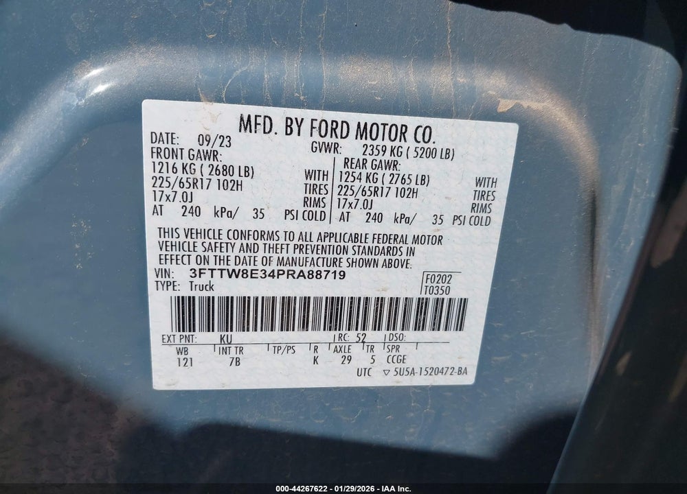 2023 FORD MAVERICK XLT VIN: 3FTTW8E34PRA88719