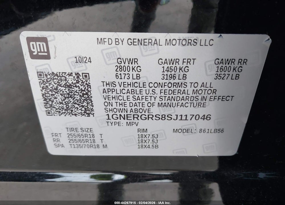 2025 CHEVROLET TRAVERSE FWD LT VIN: 1GNERGRS8SJ117046