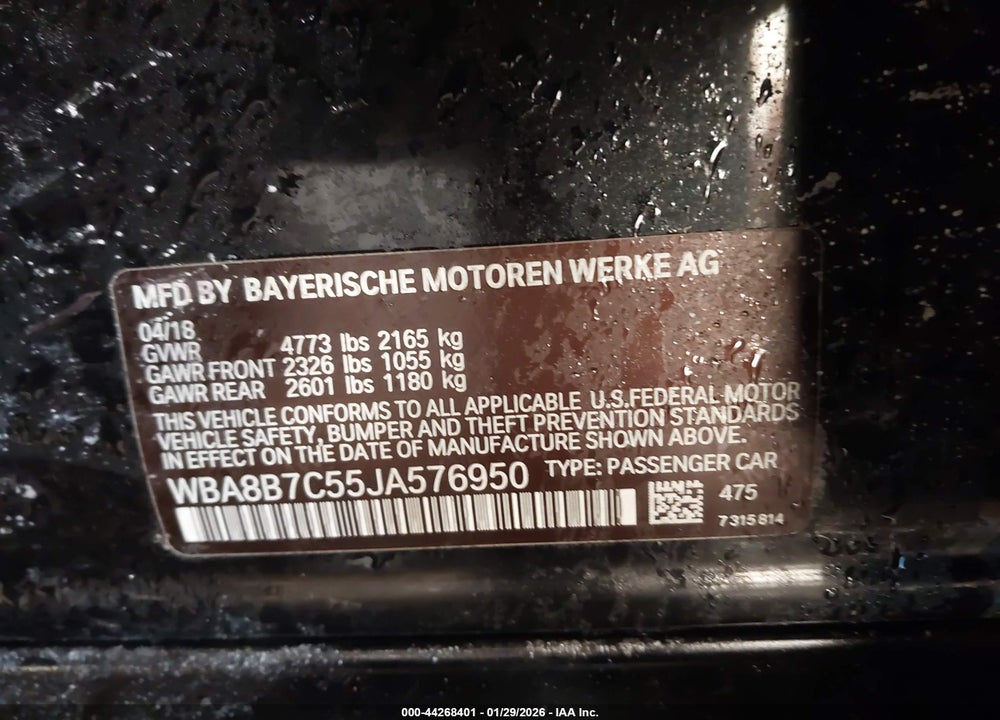 2018 BMW 340I XDRIVE VIN: WBA8B7C55JA576950