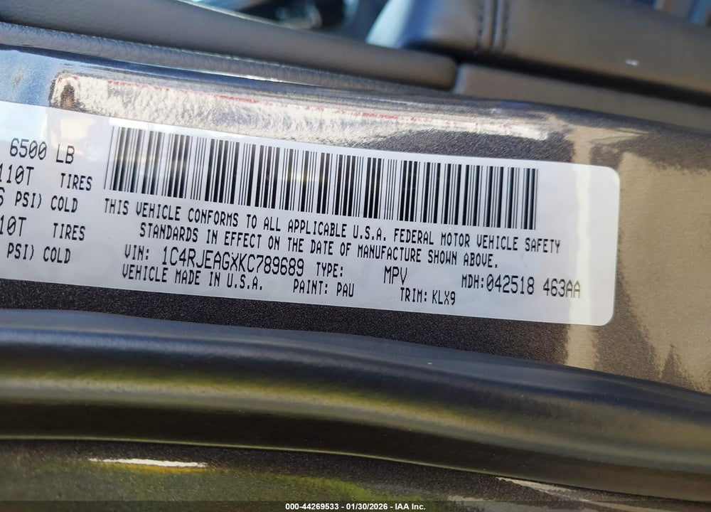 2019 JEEP GRAND CHEROKEE LAREDO E 4X2 VIN: 1C4RJEAGXKC789689