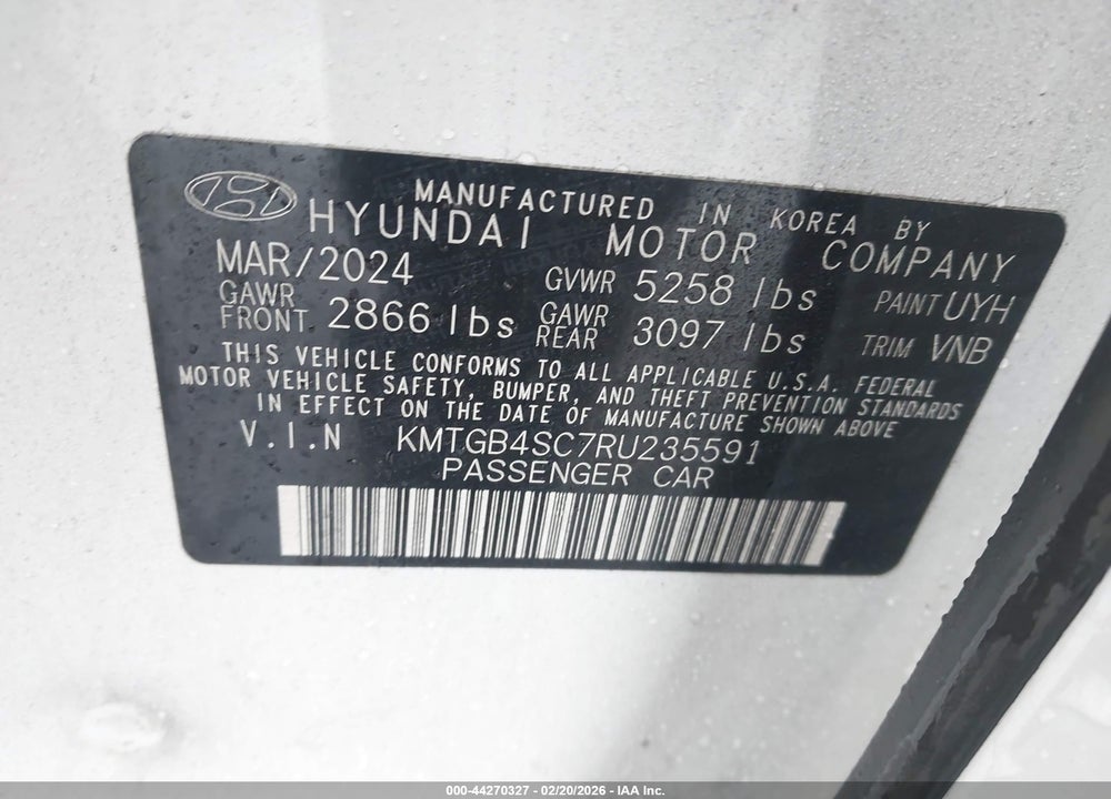 2024 GENESIS G80 2.5T AWD VIN: KMTGB4SC7RU235591