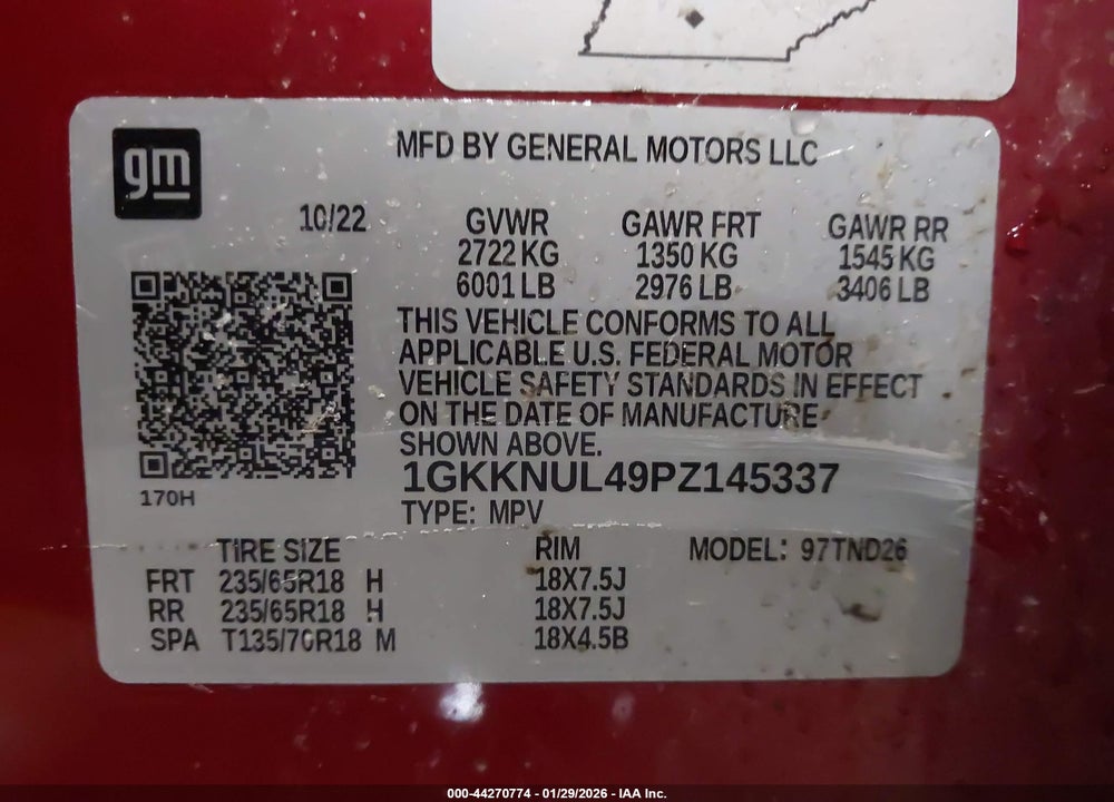 2023 GMC ACADIA AWD SLT VIN: 1GKKNUL49PZ145337