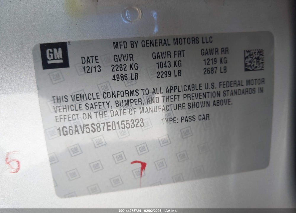 2014 CADILLAC CTS VSPORT PREMIUM VIN: 1G6AV5S87E0155323