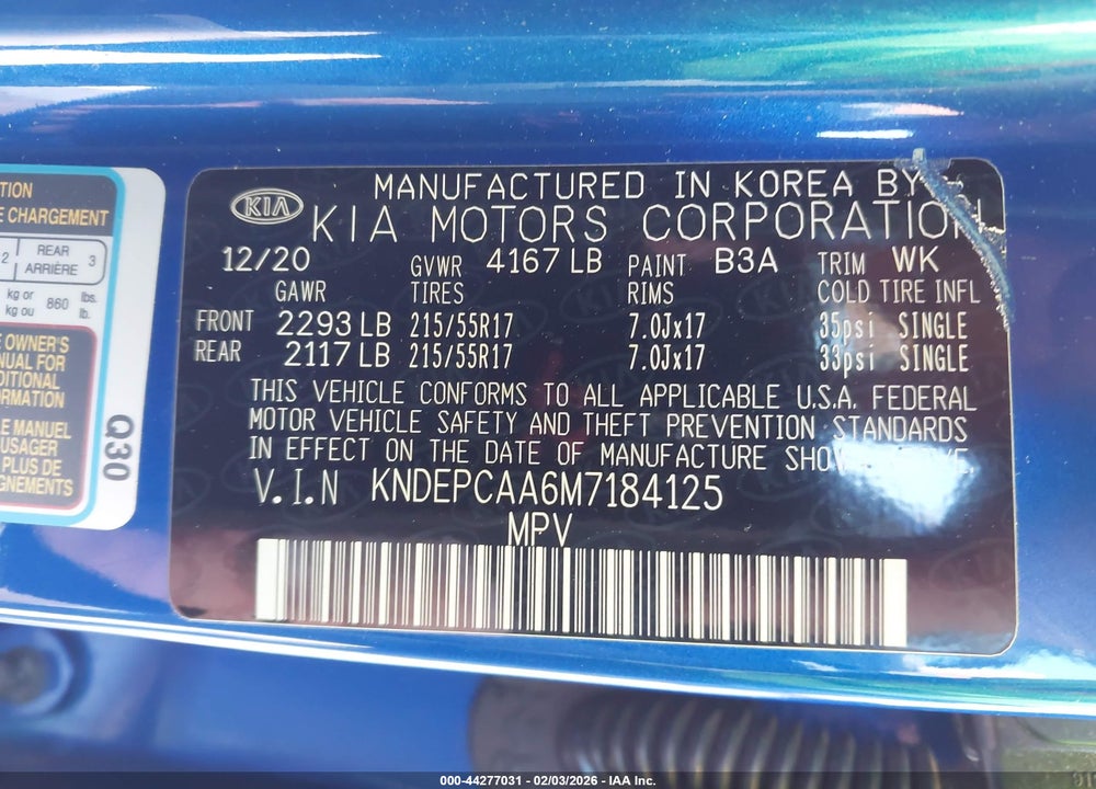 2021 KIA SELTOS LX VIN: KNDEPCAA6M7184125