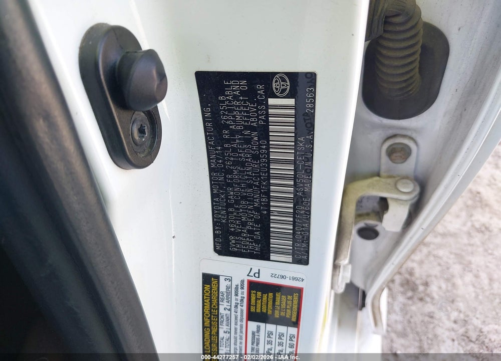 2014 TOYOTA CAMRY SE VIN: 4T1BF1FK1EU395940