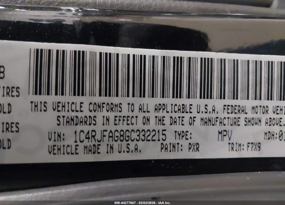2016 JEEP GRAND CHEROKEE LAREDO VIN: 1C4RJFAG8GC332215