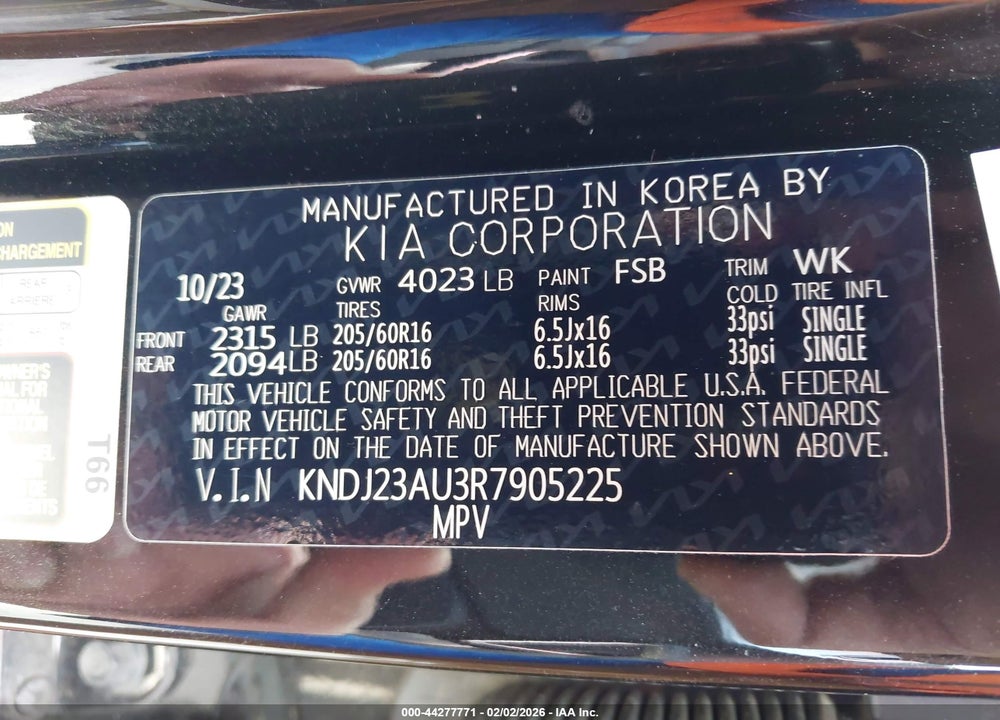 2024 KIA SOUL LX VIN: KNDJ23AU3R7905225