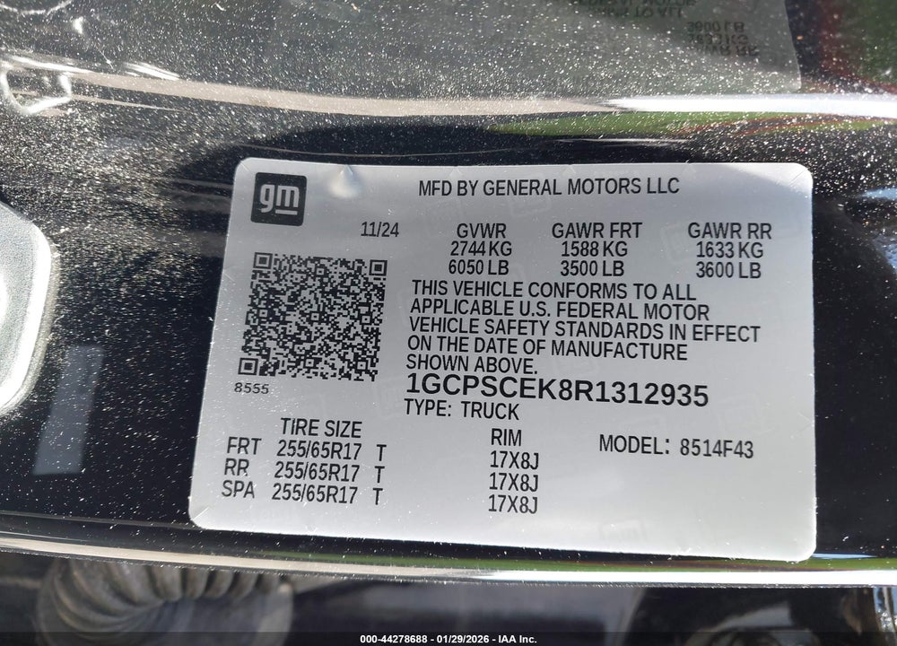 2024 CHEVROLET COLORADO 2WD LT VIN: 1GCPSCEK8R1312935