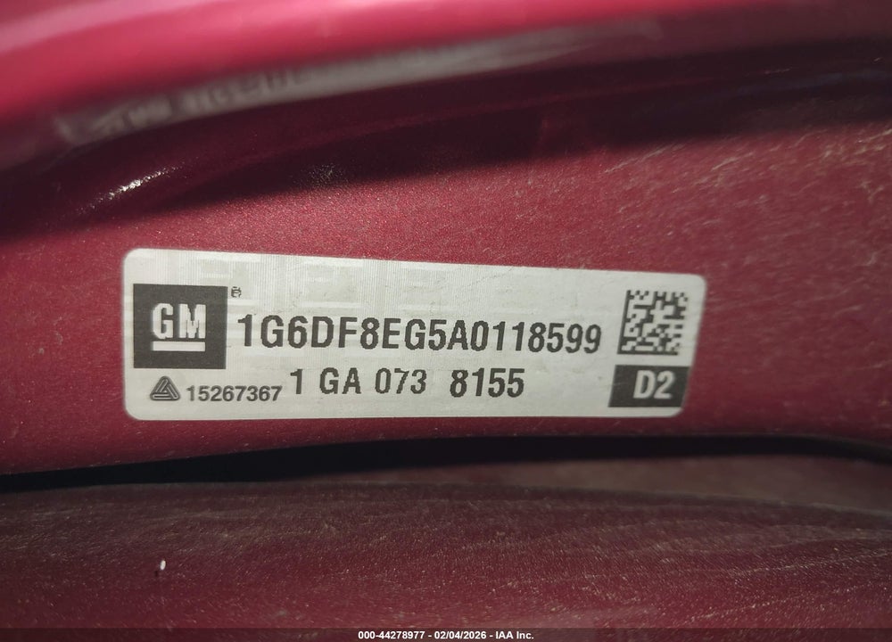 2010 CADILLAC CTS LUXURY VIN: 1G6DF8EG5A0118599