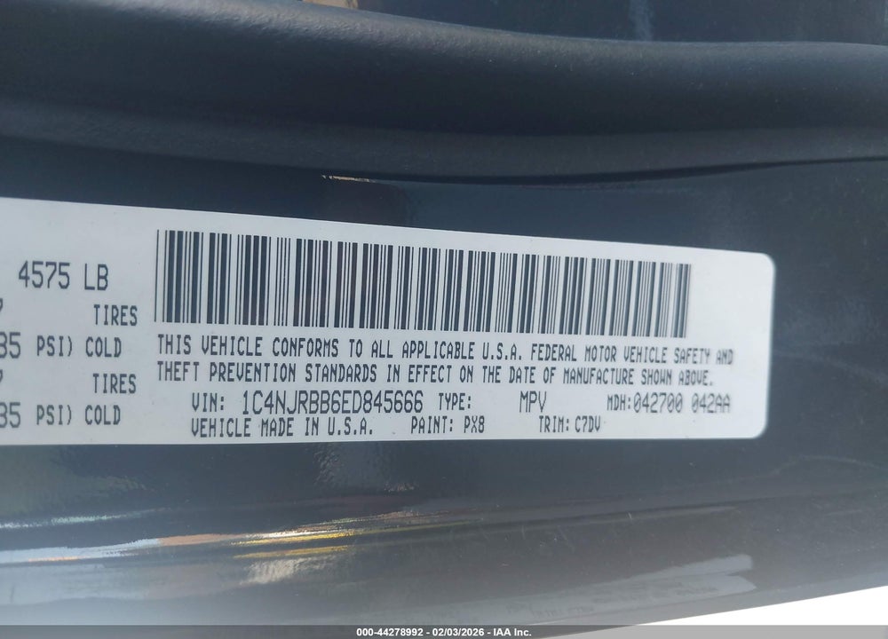 2014 JEEP PATRIOT SPORT VIN: 1C4NJRBB6ED845666